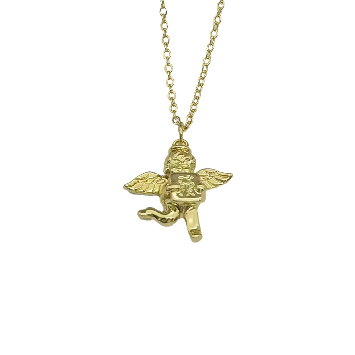 Artistic Angel Copper Plating 18k Gold Plated Pendant Necklace