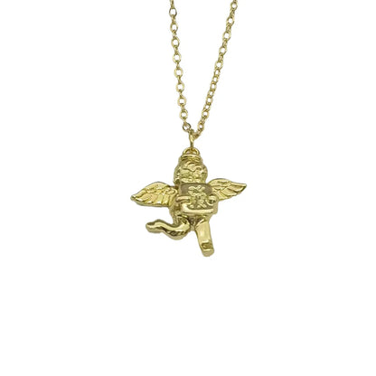 Artistic Angel Copper Plating 18k Gold Plated Pendant Necklace