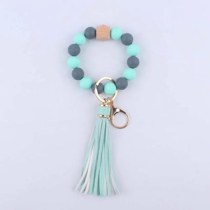 Artistic Color Block Alloy Silica Gel Beaded Women'S Keychain