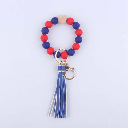 Artistic Color Block Alloy Silica Gel Beaded Women'S Keychain