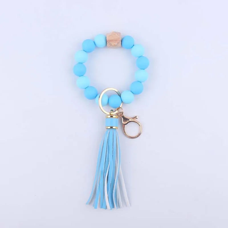 Artistic Color Block Alloy Silica Gel Beaded Women'S Keychain