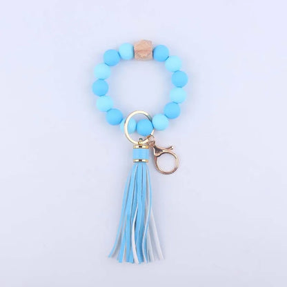 Artistic Color Block Alloy Silica Gel Beaded Women'S Keychain