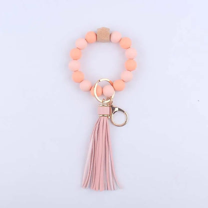 Artistic Color Block Alloy Silica Gel Beaded Women'S Keychain