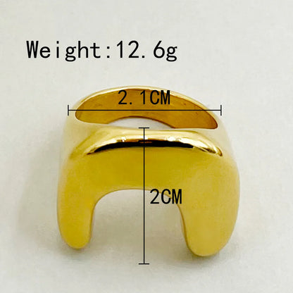 Artistic Commute U Shape Stainless Steel Metal Polishing Plating Gold Plated Unisex Rings