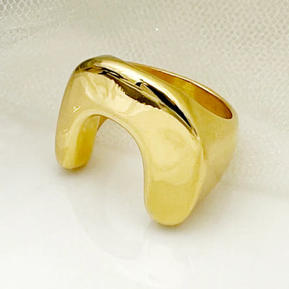 Artistic Commute U Shape Stainless Steel Metal Polishing Plating Gold Plated Unisex Rings