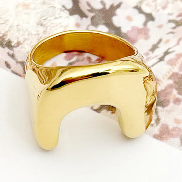 Artistic Commute U Shape Stainless Steel Metal Polishing Plating Gold Plated Unisex Rings