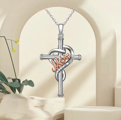 Artistic Cross Alloy Plating Silver Plated Mother'S Day Unisex Pendant Necklace