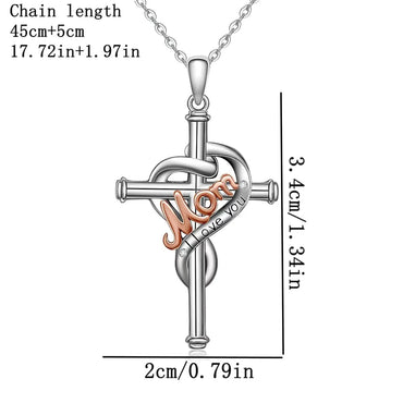 Artistic Cross Alloy Plating Silver Plated Mother'S Day Unisex Pendant Necklace