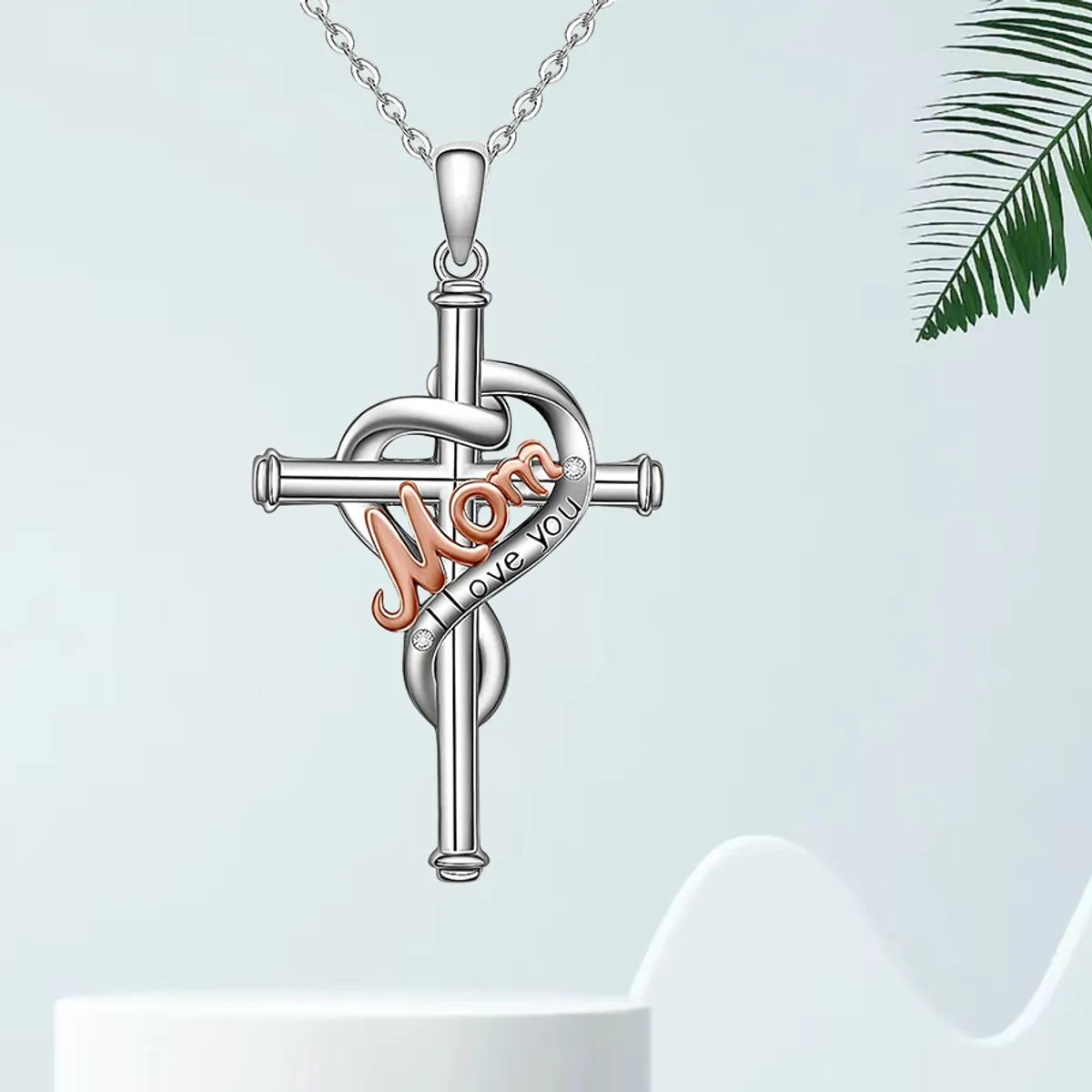 Artistic Cross Alloy Plating Silver Plated Mother'S Day Unisex Pendant Necklace