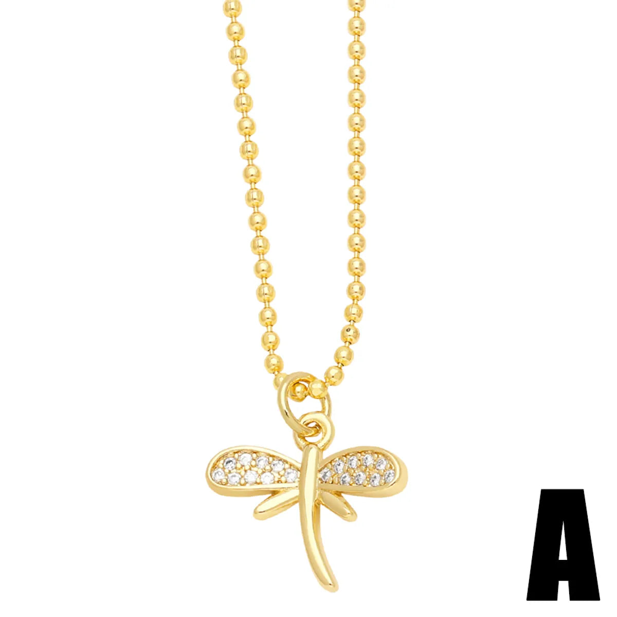 Artistic Devil's Eye Leaves Dragonfly Stainless Steel Copper Plating Inlay Zircon 18k Gold Plated Pendant Necklace