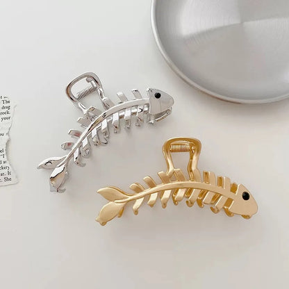 Artistic Fish Bone Alloy Plating Hair Claws