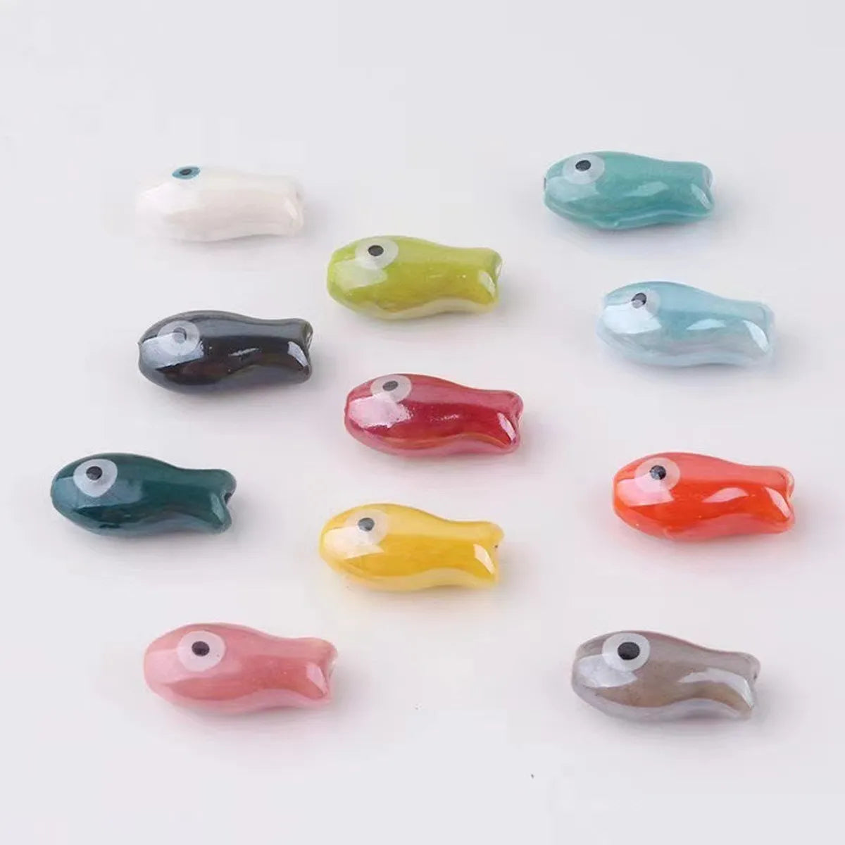 10 Pieces 10 * 20mm Hole 2~2.9mm Ceramics Fish Beads