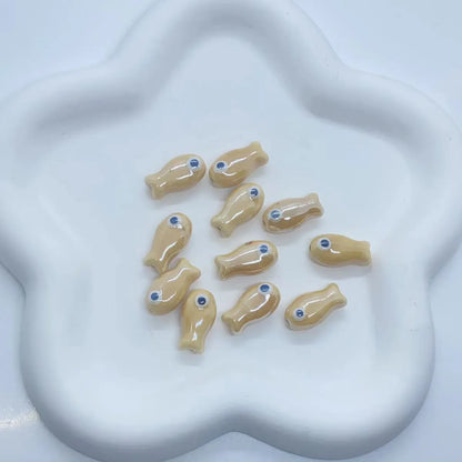 10 Pieces 10 * 20mm Hole 2~2.9mm Ceramics Fish Beads