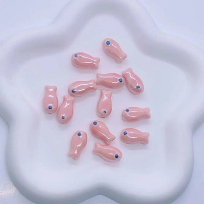 10 Pieces 10 * 20mm Hole 2~2.9mm Ceramics Fish Beads