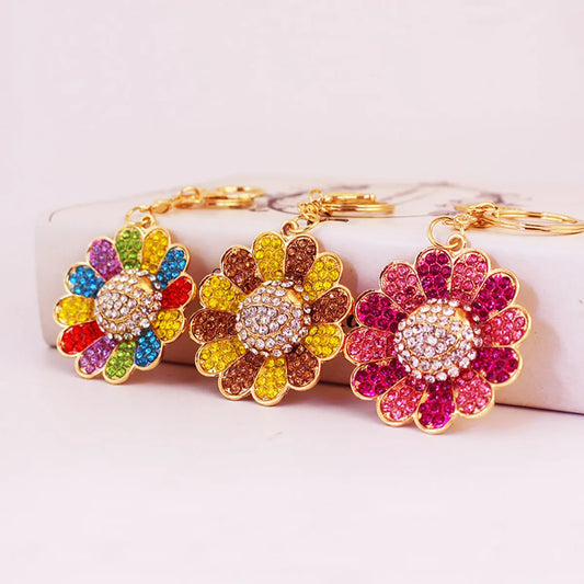 Artistic Flower Alloy Inlay Rhinestones Women'S Keychain