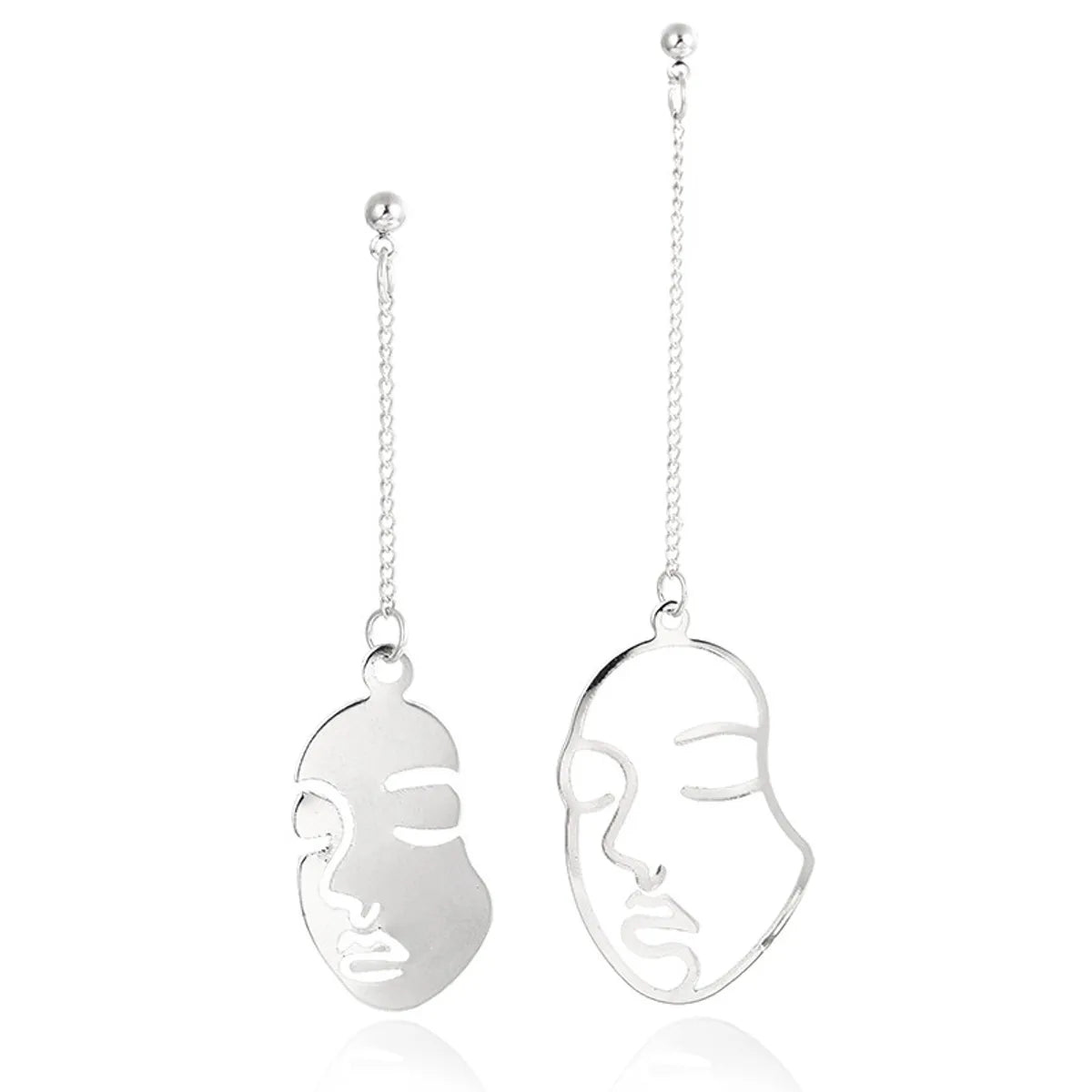 Artistic Human Face Alloy Asymmetrical Hollow Out Women'S Drop Earrings