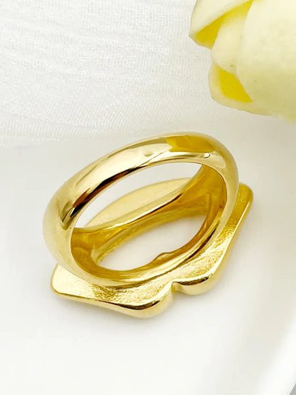 Artistic Lips Stainless Steel Plating Gold Plated Rings