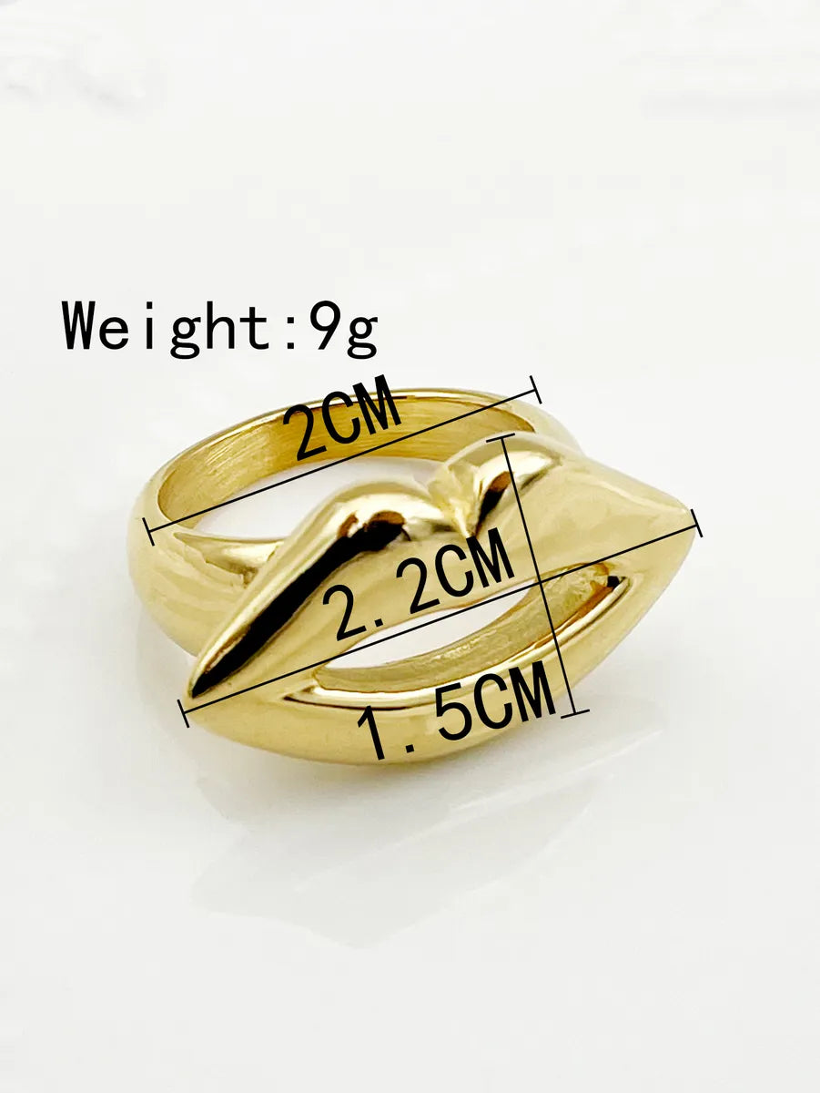 Artistic Lips Stainless Steel Plating Gold Plated Rings