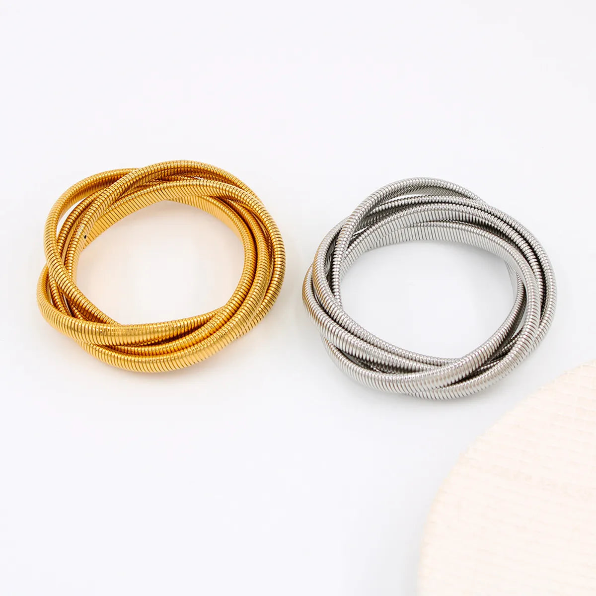 Artistic Stripe Titanium Steel Plating Bangle