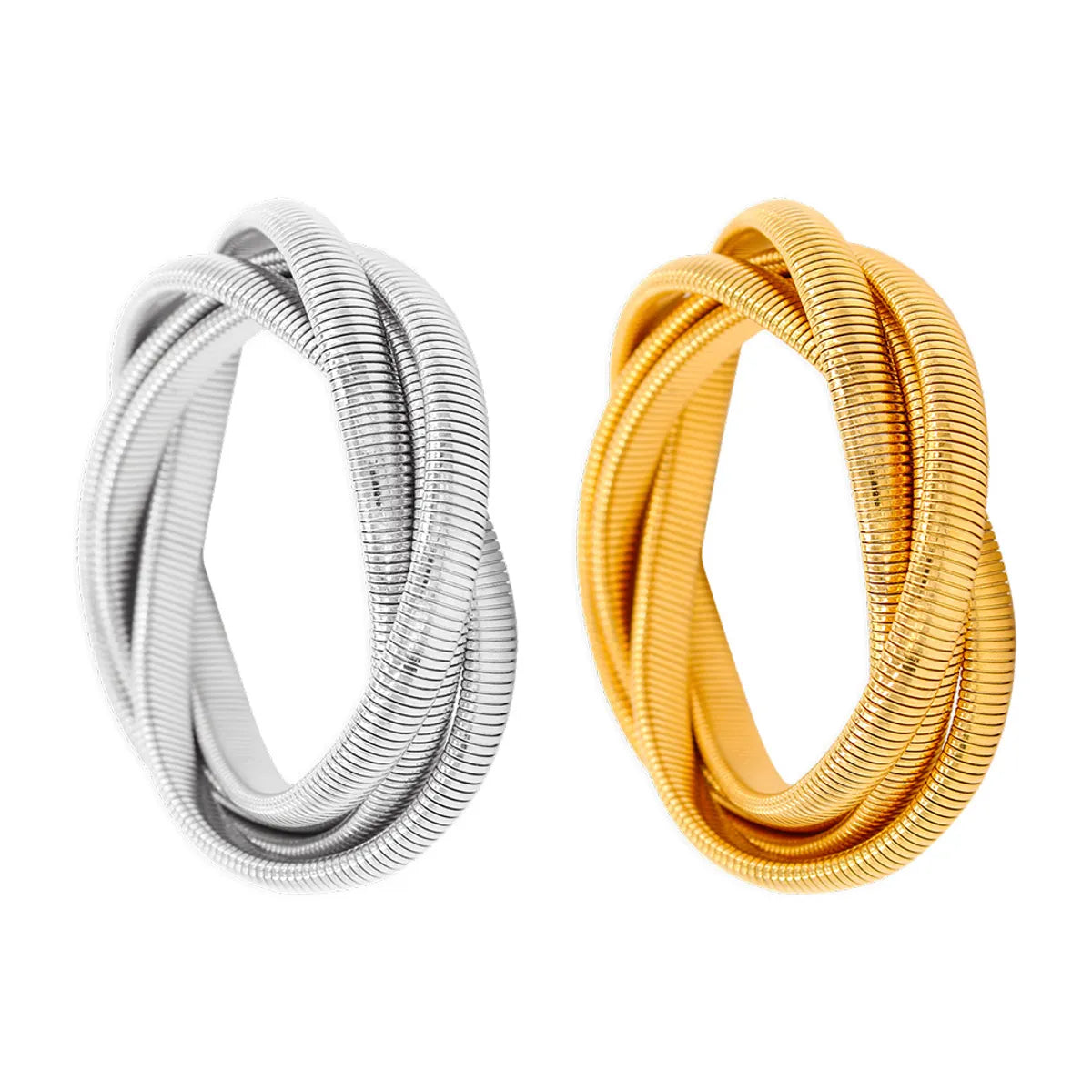 Artistic Stripe Titanium Steel Plating Bangle