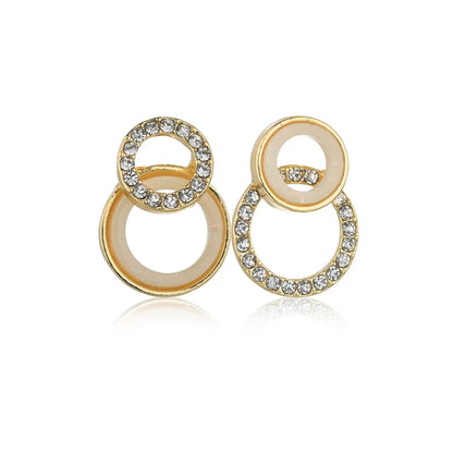 Asymmetric Geometric Diamond-Studded Small Earrings