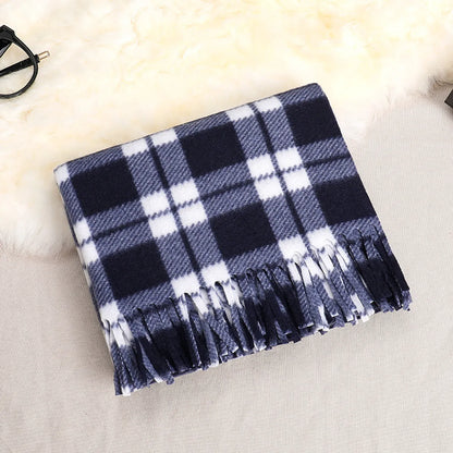 Women'S Fashion Plaid Double-Sided Velvet Tassel Winter Scarves