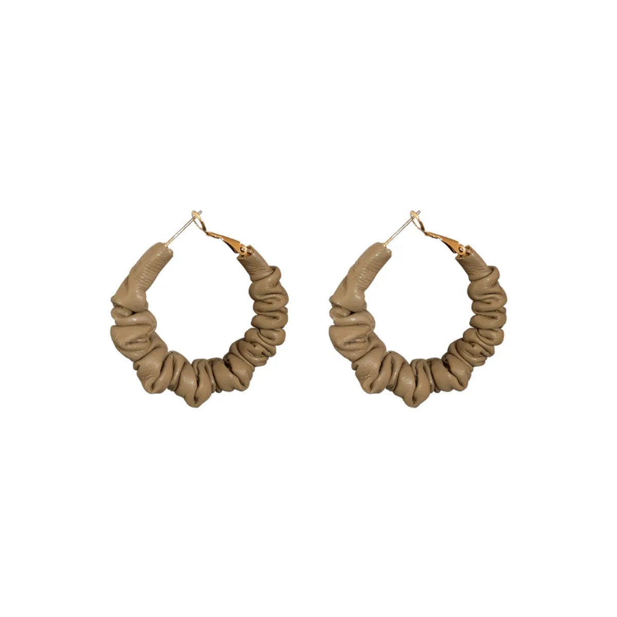 Autumn And Winter Coffee Color Leather Circle Earrings Korean Alloy Earrings