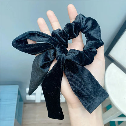 Autumn And Winter Golden Velvet Rubber Band Solid Color Folds Hair Ring Ribbon Hair Rope Wholesale