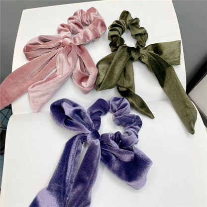 Autumn And Winter Golden Velvet Rubber Band Solid Color Folds Hair Ring Ribbon Hair Rope Wholesale