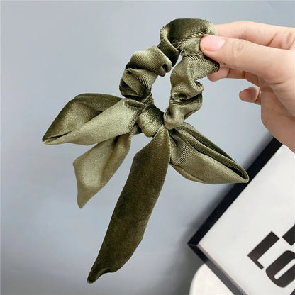 Autumn And Winter Golden Velvet Rubber Band Solid Color Folds Hair Ring Ribbon Hair Rope Wholesale