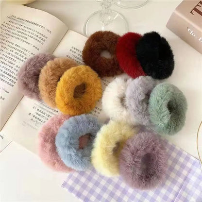 Autumn And Winter Plush Candy Color Hair Ring Women'S Soft Waxy Hair Rope Girl'S Head Rope Hair Strap Sweet Hair Accessories