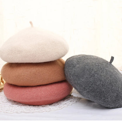 Women'S Simple Style Solid Color Eaveless Beret Hat