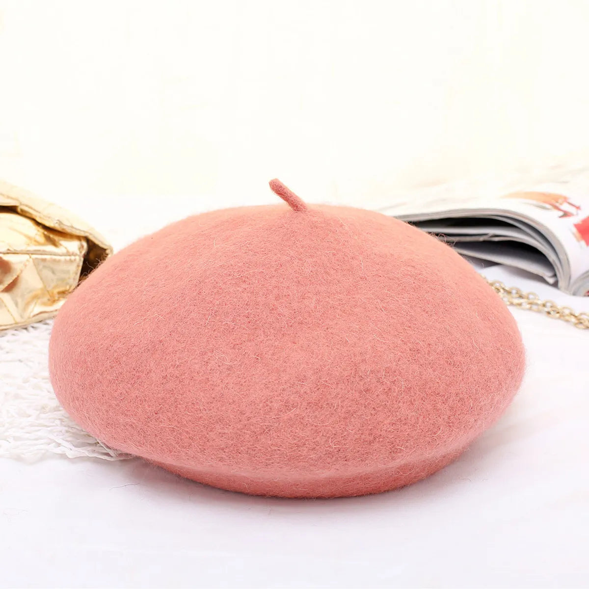 Women'S Simple Style Solid Color Eaveless Beret Hat