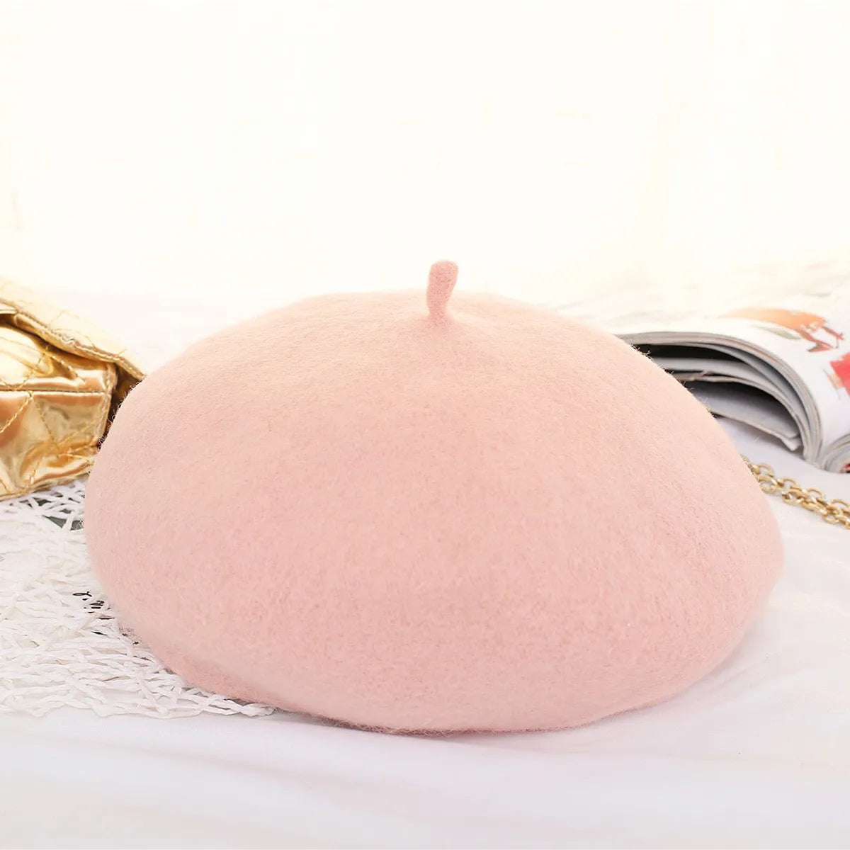 Women'S Simple Style Solid Color Eaveless Beret Hat