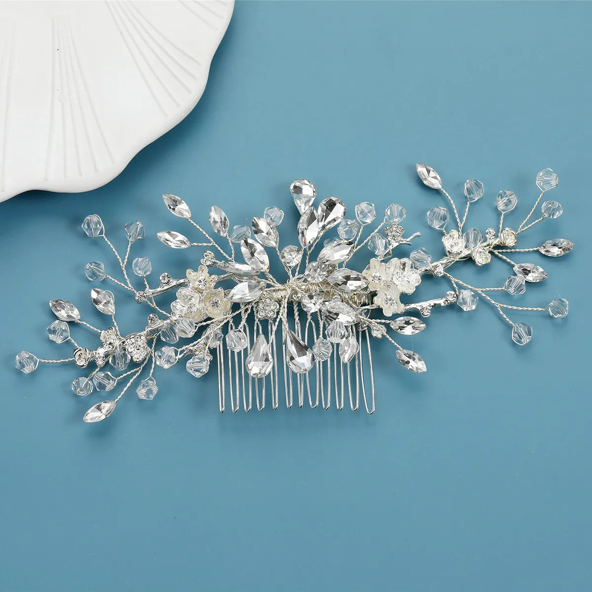 Baroque Alloy Flower Rhinestone Hair Comb Bride Accessories Wholesale