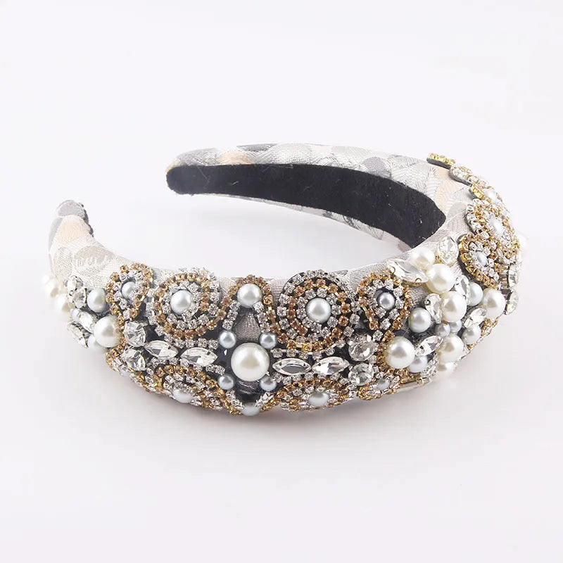 Baroque Sponge Diamond-Studded Color Pearl Headband