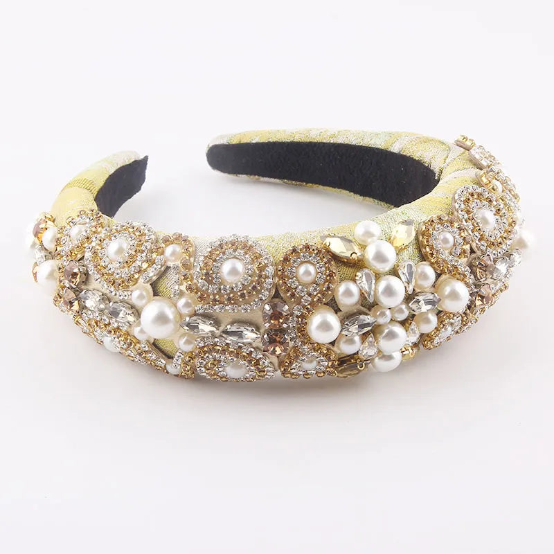 Baroque Sponge Diamond-Studded Color Pearl Headband