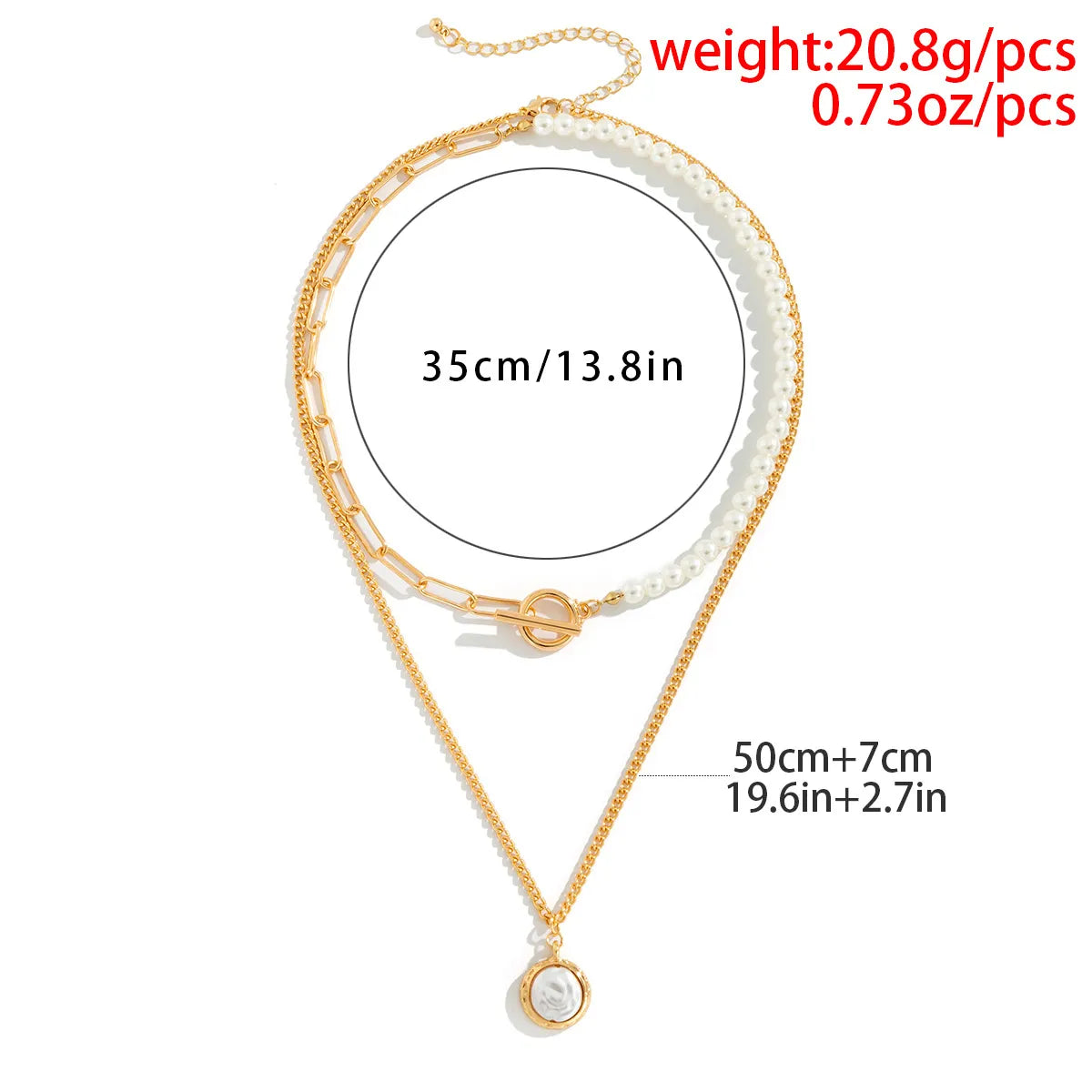 Baroque Stitching Braided Pearl Ot Buckle Round Bead Double Layer Necklace