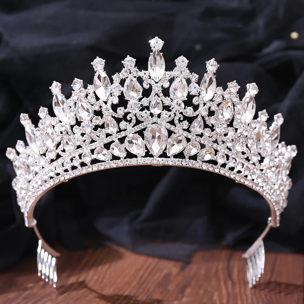 Baroque Style Crown Alloy Inlay Crystal Rhinestones Crown 1 Piece