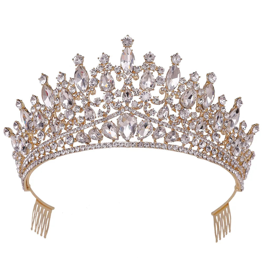 Baroque Style Crown Alloy Inlay Crystal Rhinestones Crown 1 Piece