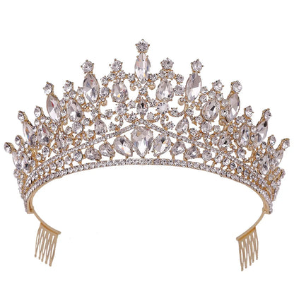 Baroque Style Crown Alloy Inlay Crystal Rhinestones Crown 1 Piece