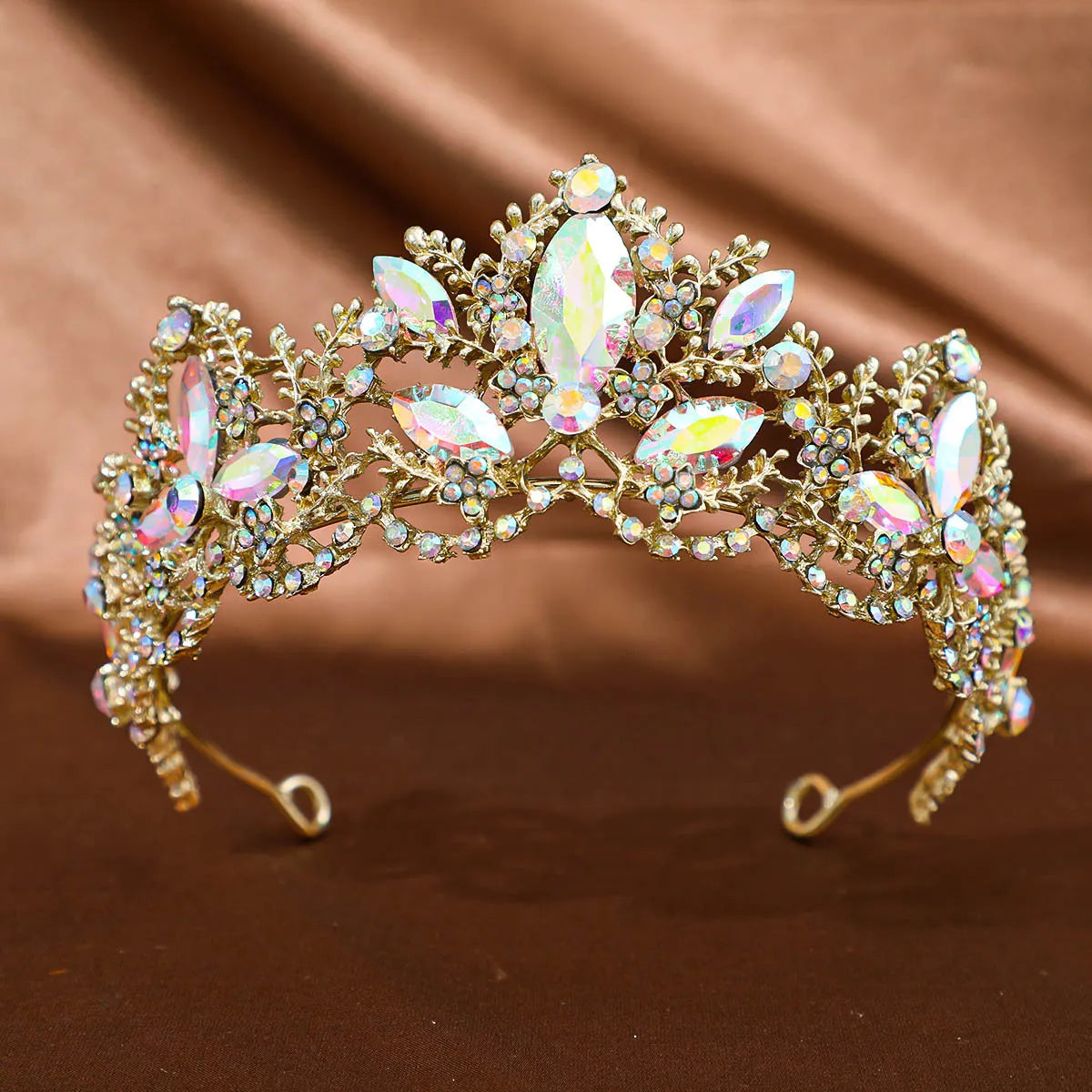 Baroque Style Flower Alloy Artificial Rhinestones Crown