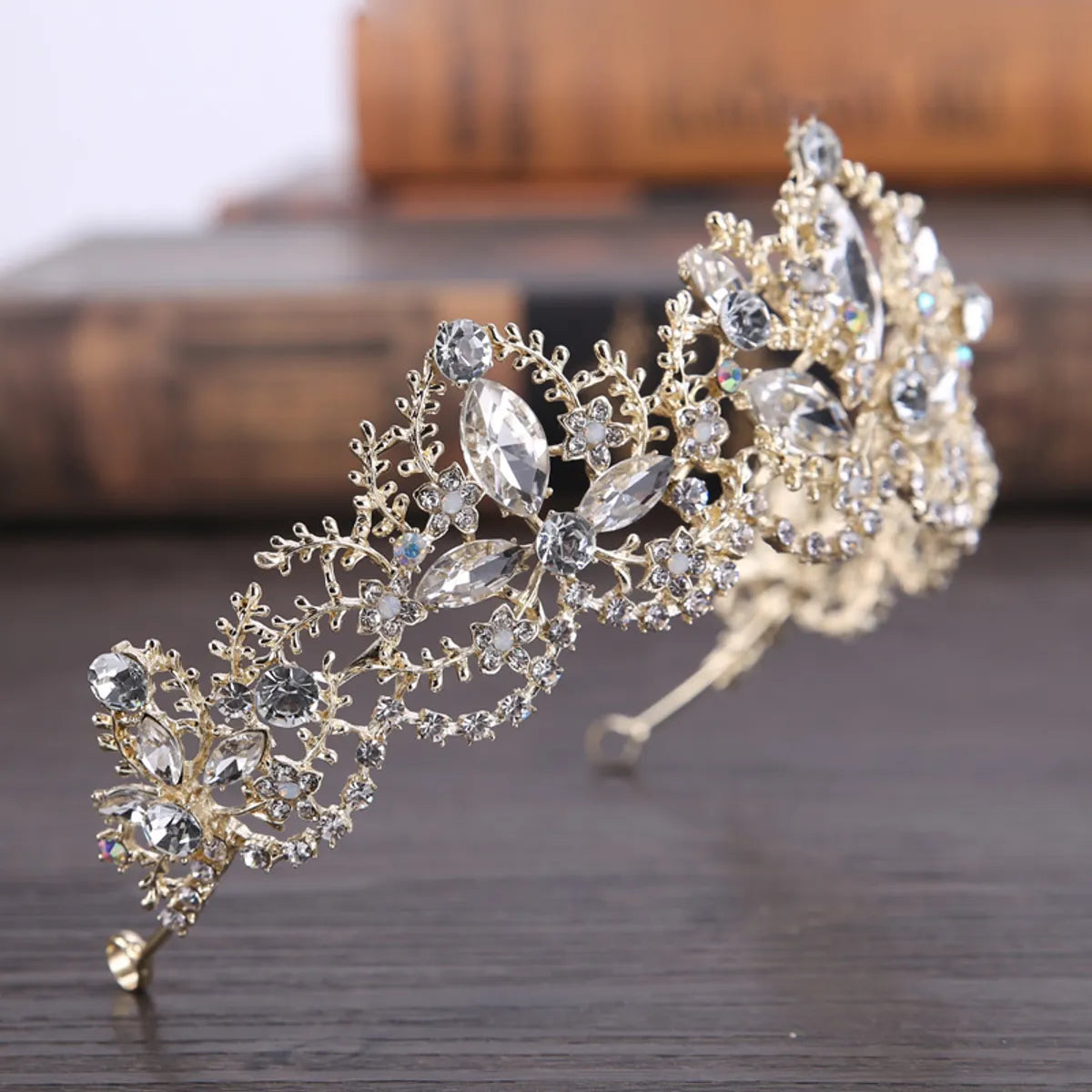 Baroque Style Flower Alloy Artificial Rhinestones Crown