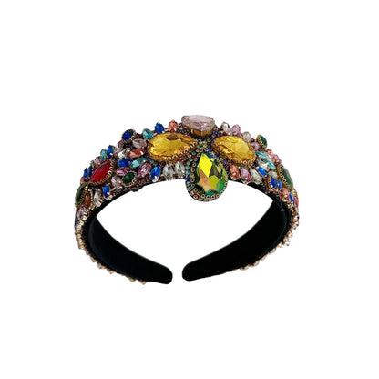 Baroque Style Flower Cloth Handmade Diamond Hair Band