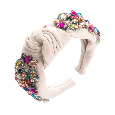 Baroque Style Flower Cloth Inlay Glass Pearl Hair Band 1 Piece