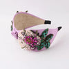 Baroque Style Flower Cloth Inlay Rhinestone Hair Band