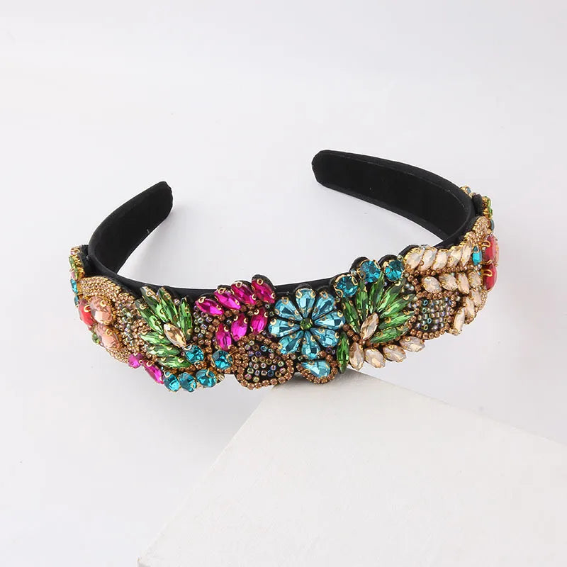 Baroque Style Flower Rhinestone Inlay Hair Band