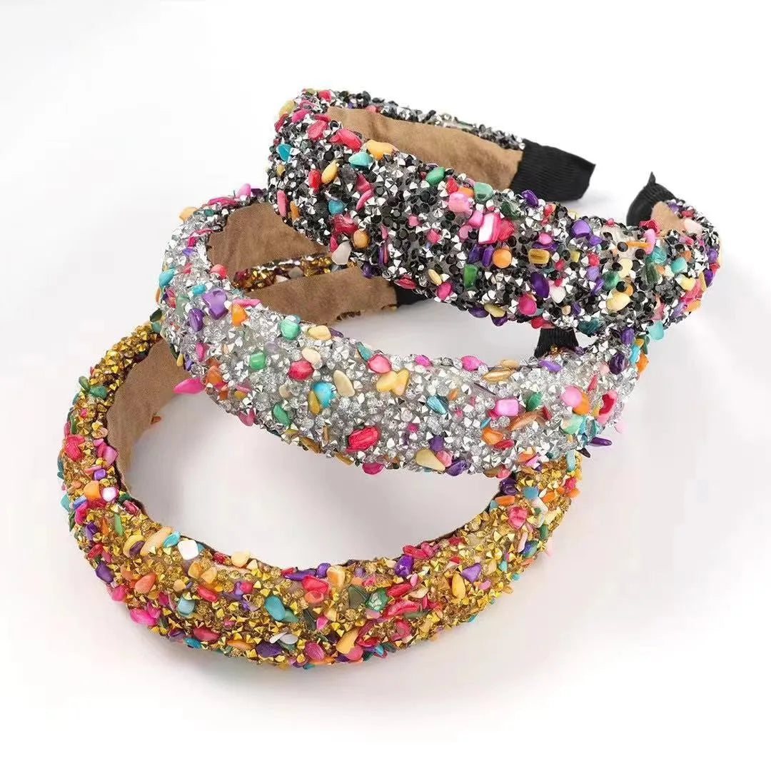 Baroque Style Multicolor Plastic Resin Diamond Hair Band