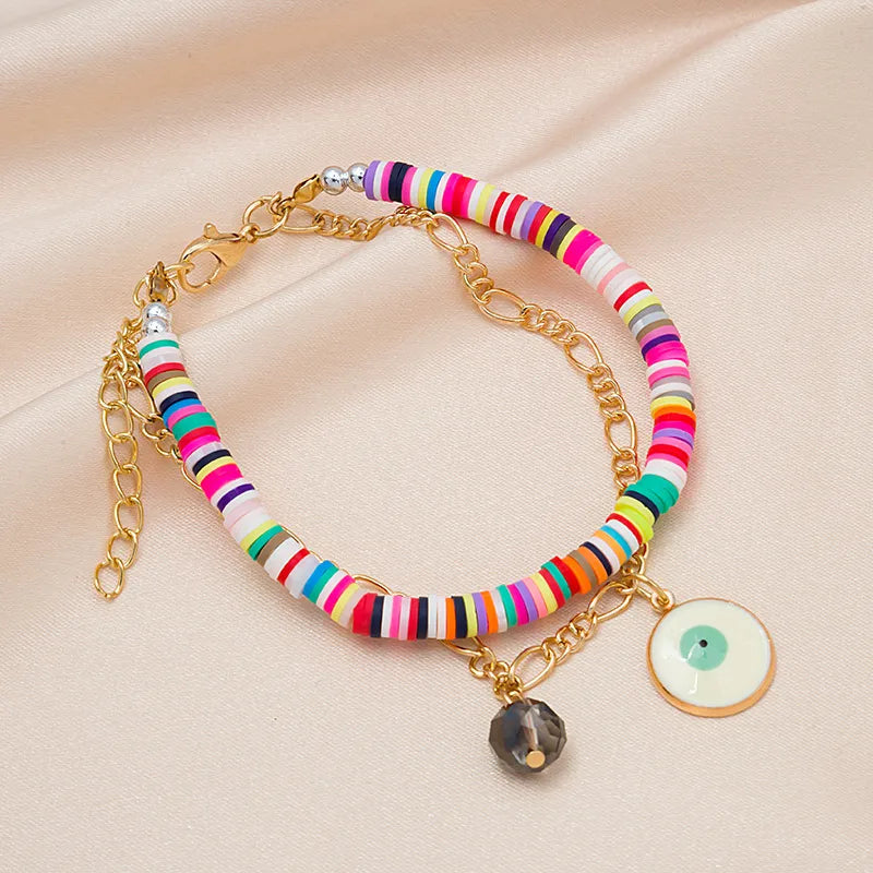 Baroque Style Roman Style Multicolor Alloy Soft Clay Handmade Gold Plated Women'S Bracelets