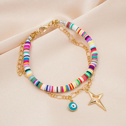 Baroque Style Roman Style Multicolor Alloy Soft Clay Handmade Gold Plated Women'S Bracelets